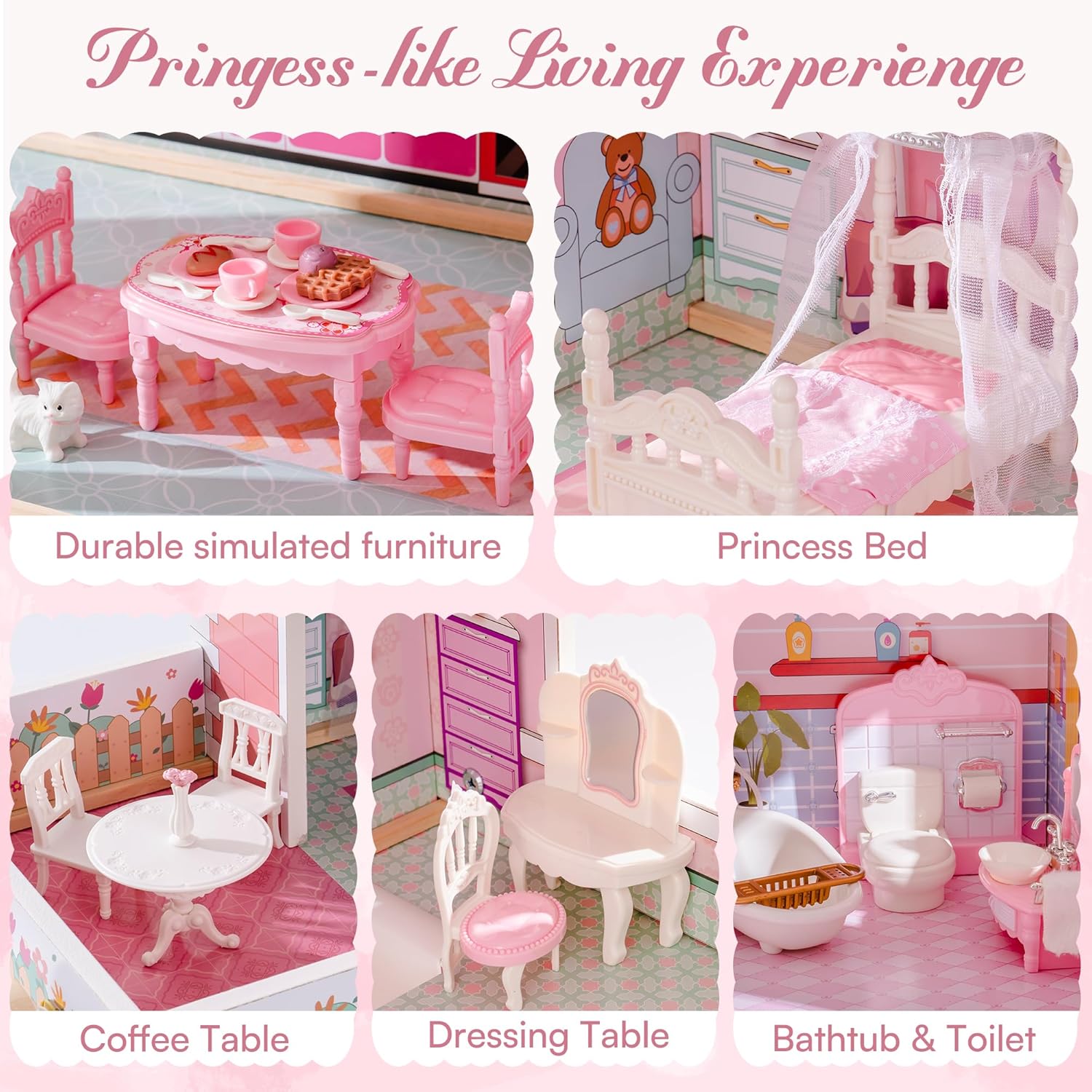 ROBUD Casa delle Bambole in Legno per Bambini - immagine 4