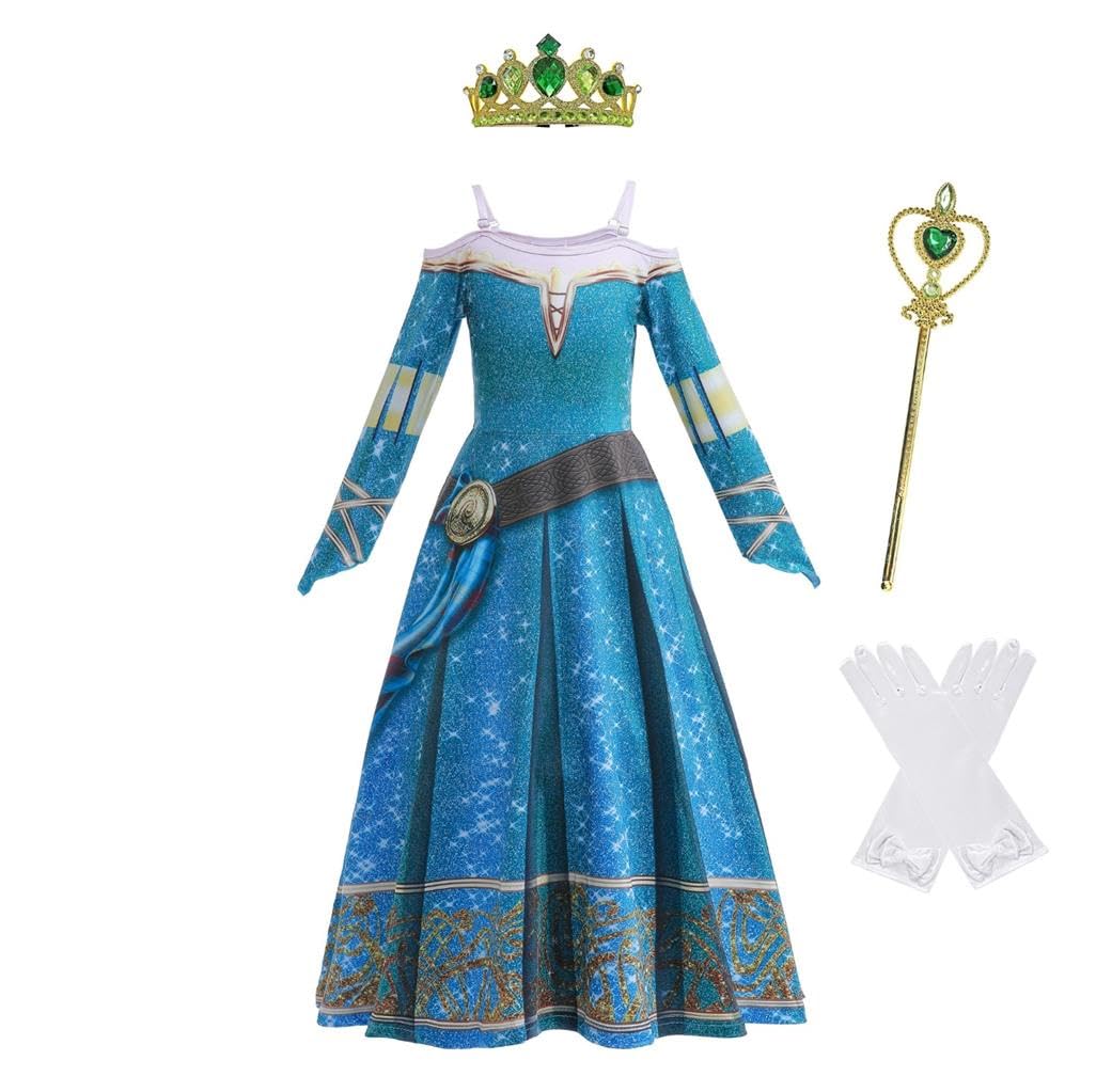 Lito Angels Vestito Costume Principessa Merida, Blu