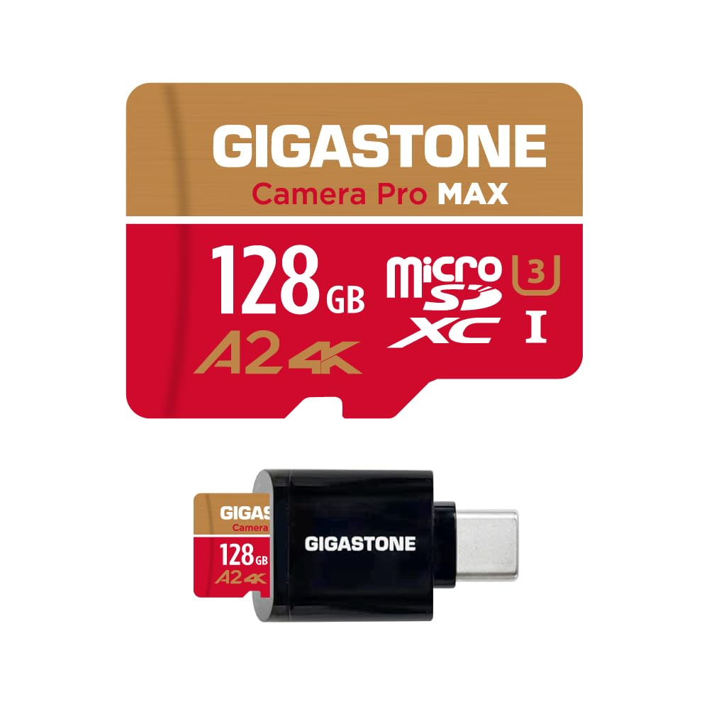 Gigastone 128GB Scheda MicroSD A2 V30 4K UHD