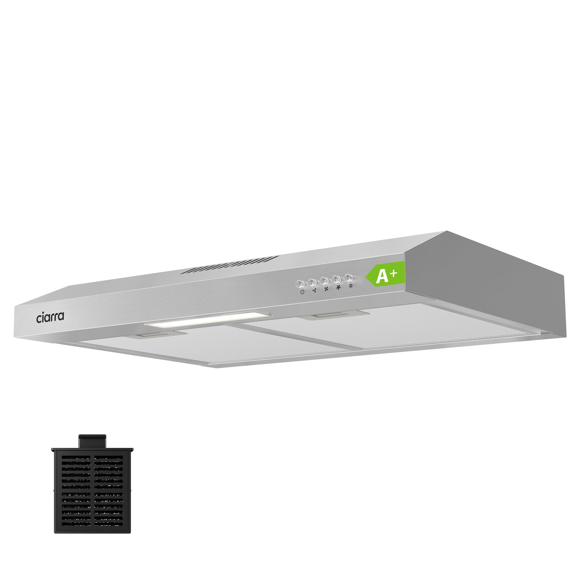 Ciarra AWS6903D A+ Cappa Aspirante 60 cm Sottopensile, Argento