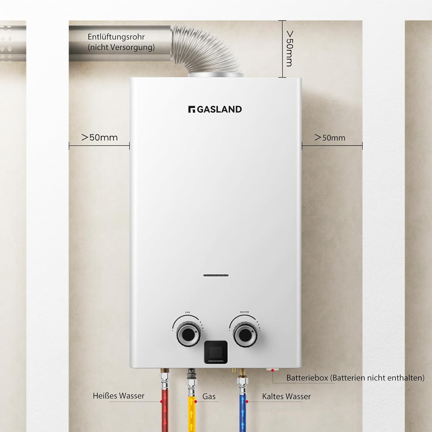 Gasland Scaldabagno Istantaneo a Propano 10L, Bianco - immagine 5