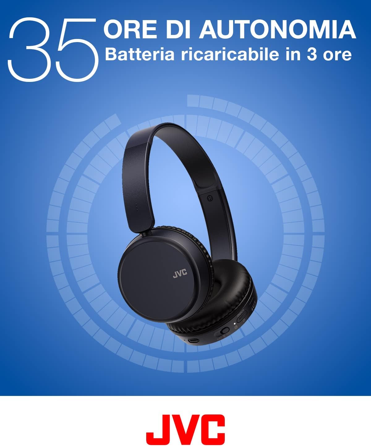 Jvc HA-Z37W - Cuffie Wireless On Ear 35h, Blu - immagine 3
