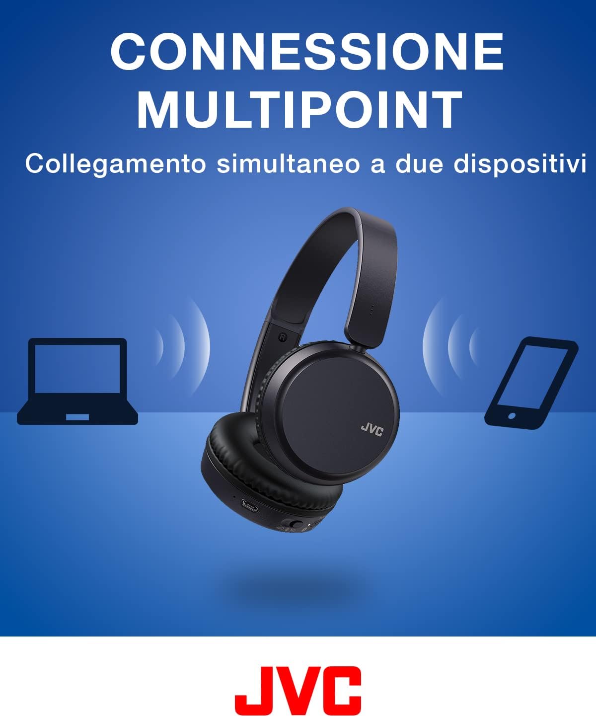 Jvc HA-Z37W - Cuffie Wireless On Ear 35h, Blu - immagine 5