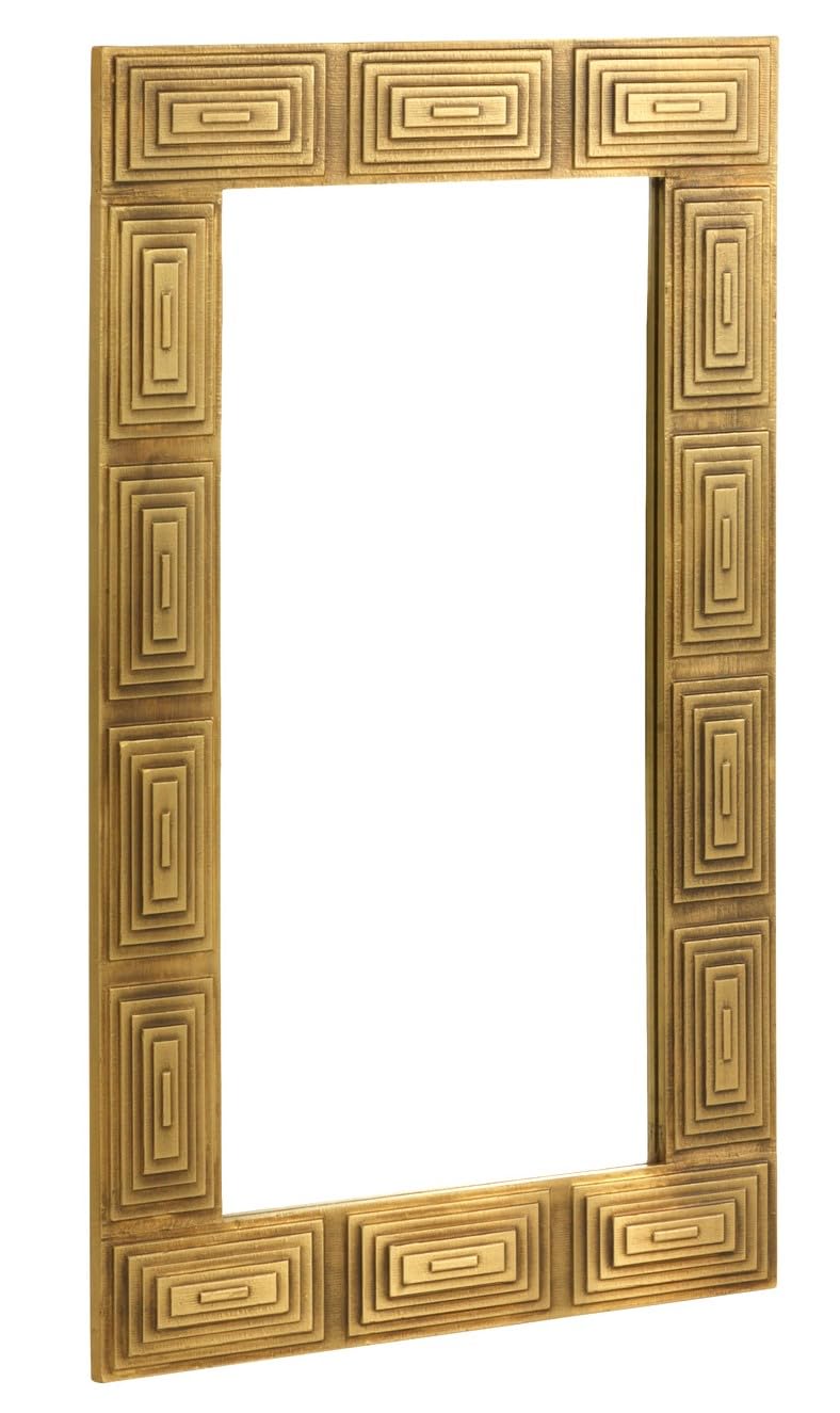 Espejo De Madera De Mango Con Revestimiento De Metal Dorado