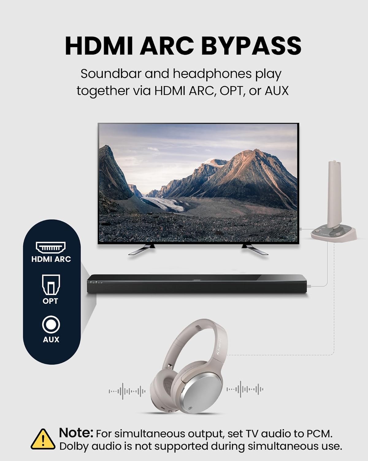 Avantree Crescendo 3D - Cuffie TV Wireless 60h - immagine 3