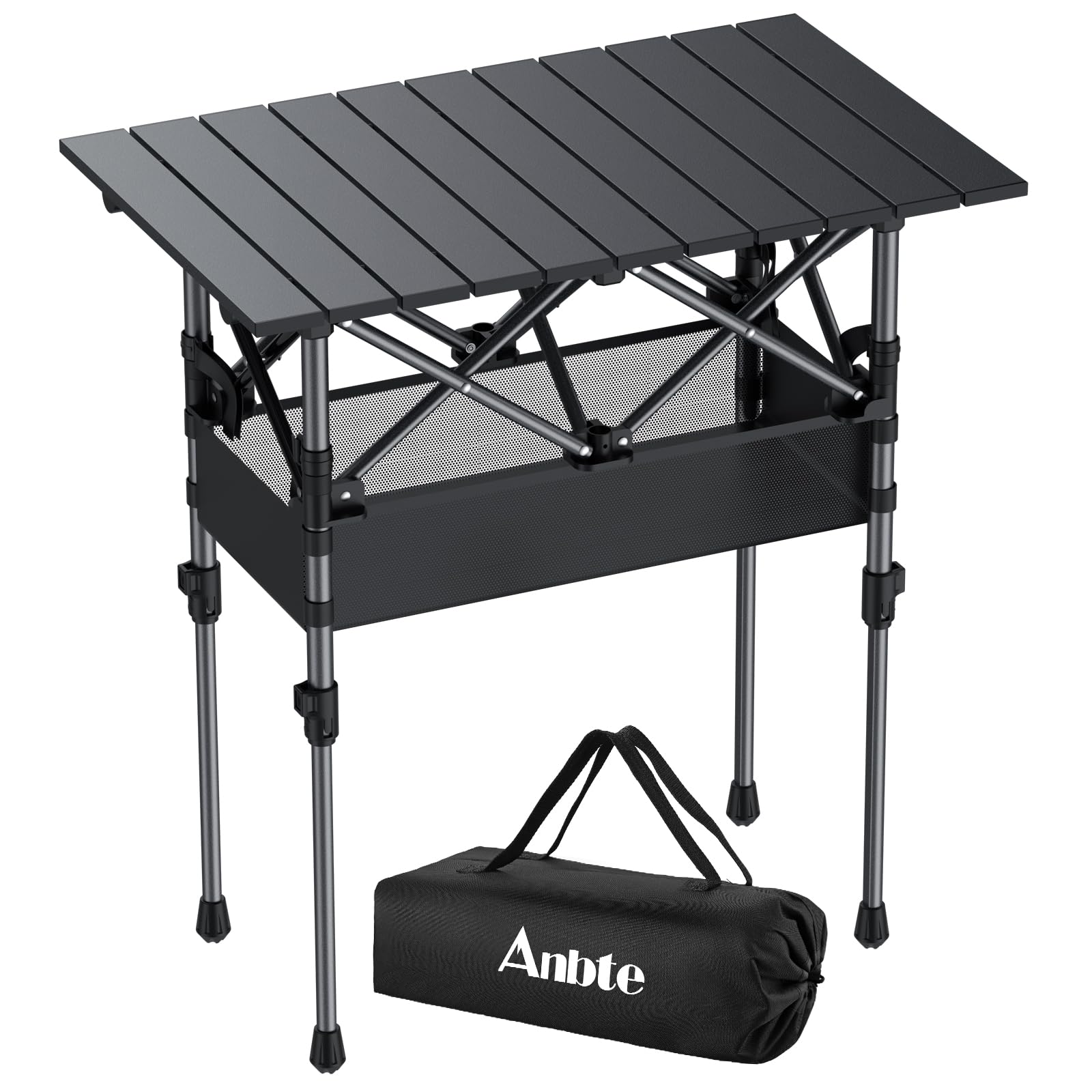 Anbte Tavolo Pieghevole da Campeggio 64x40x70cm, Nero