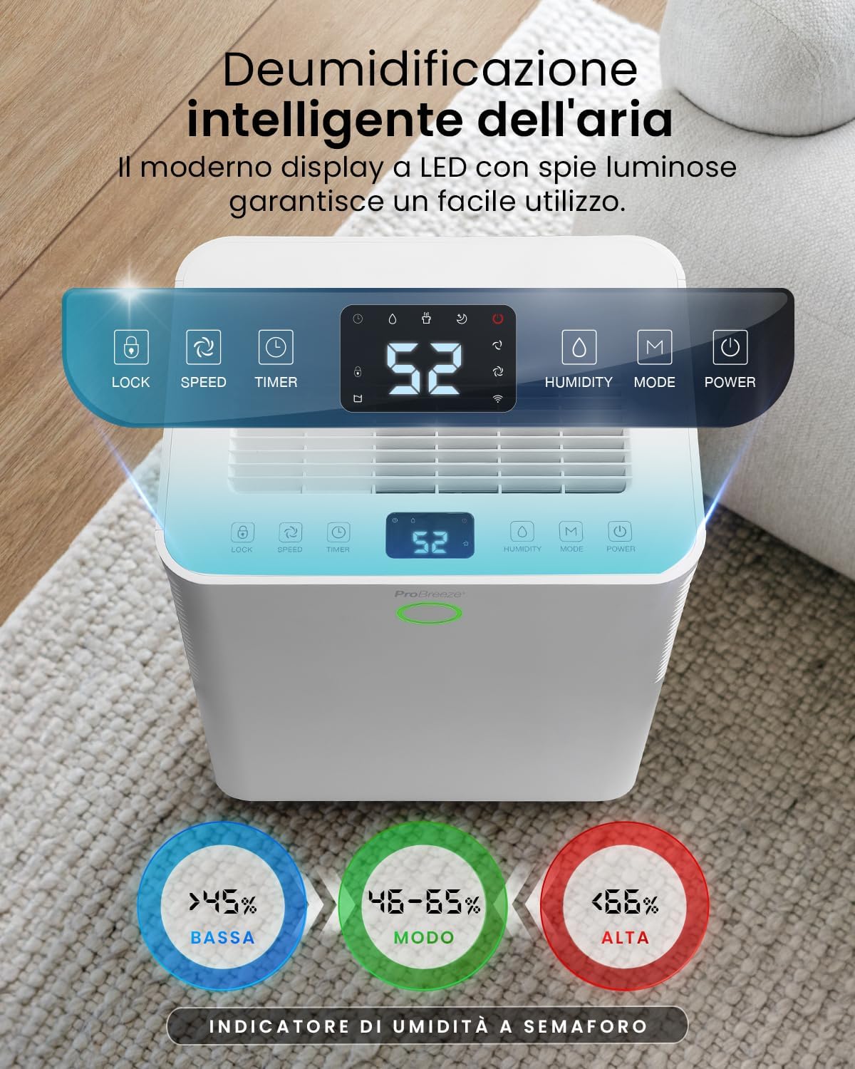 Pro Breeze OmniDry Deumidificatore 20L/Giorno con WiFi - immagine 6