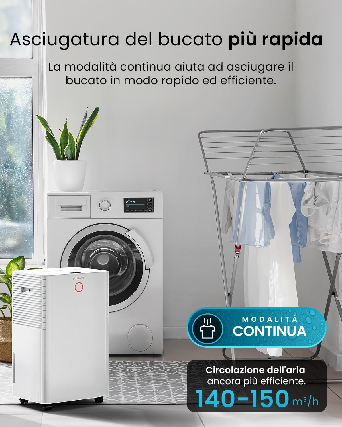 Pro Breeze OmniDry Deumidificatore 20L/Giorno con WiFi - immagine 8