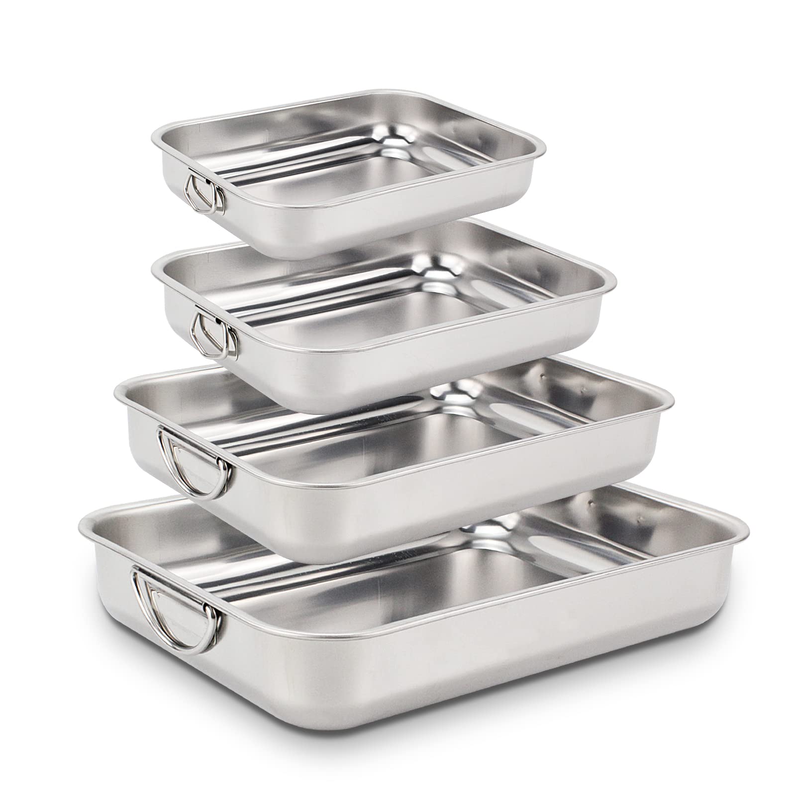 Rossetto - Set 4 Teglie da Forno in Acciaio Inox