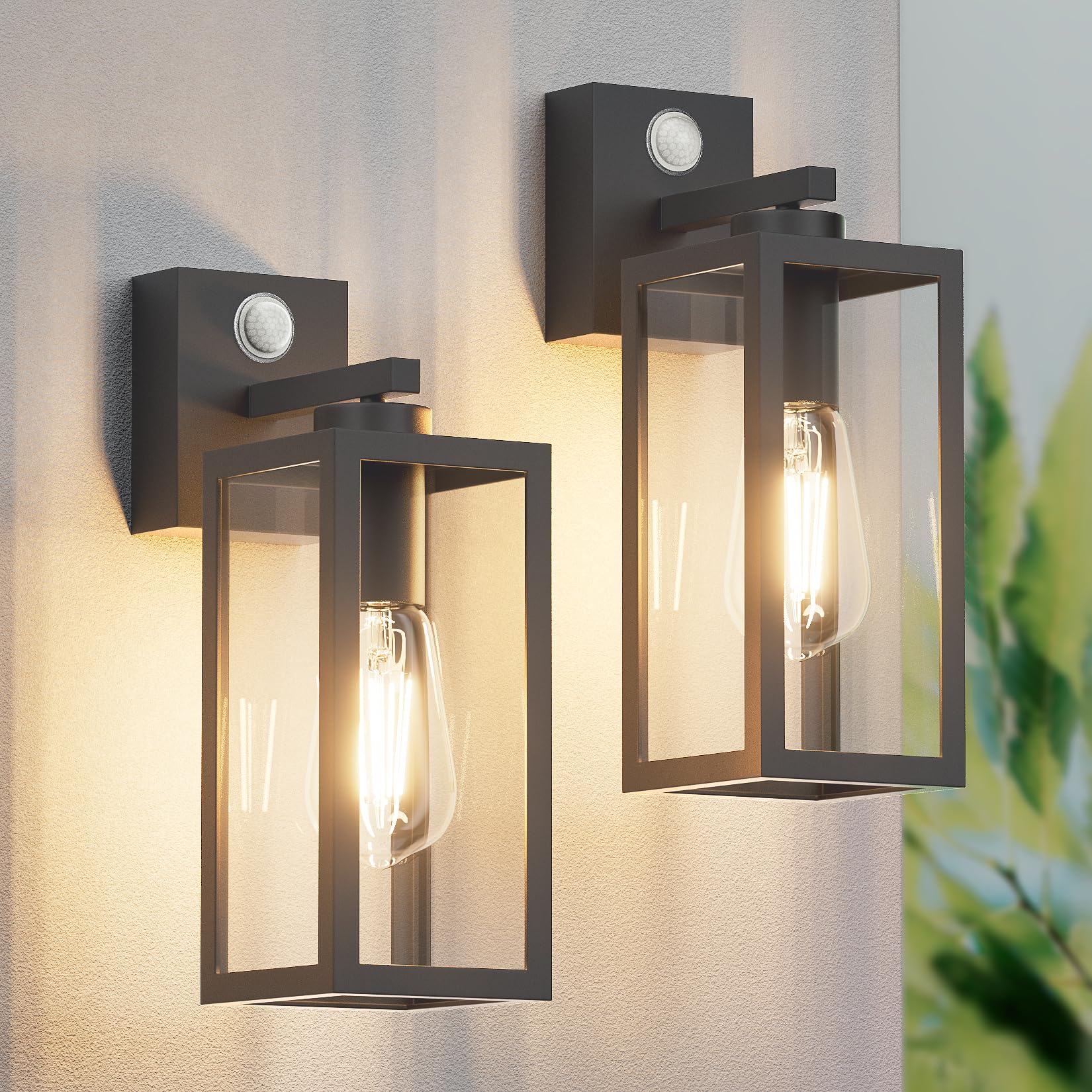 K-bright 2 Lampade da Esterno con Sensore E27, Antracite