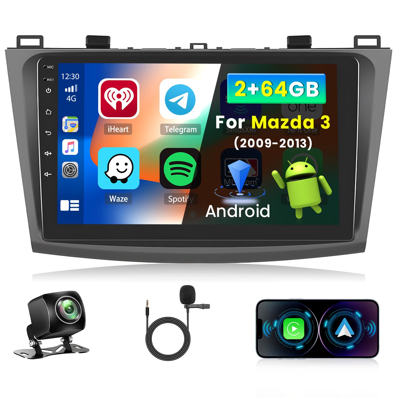 Inefala Autoradio 9" Android 13 per Mazda 3