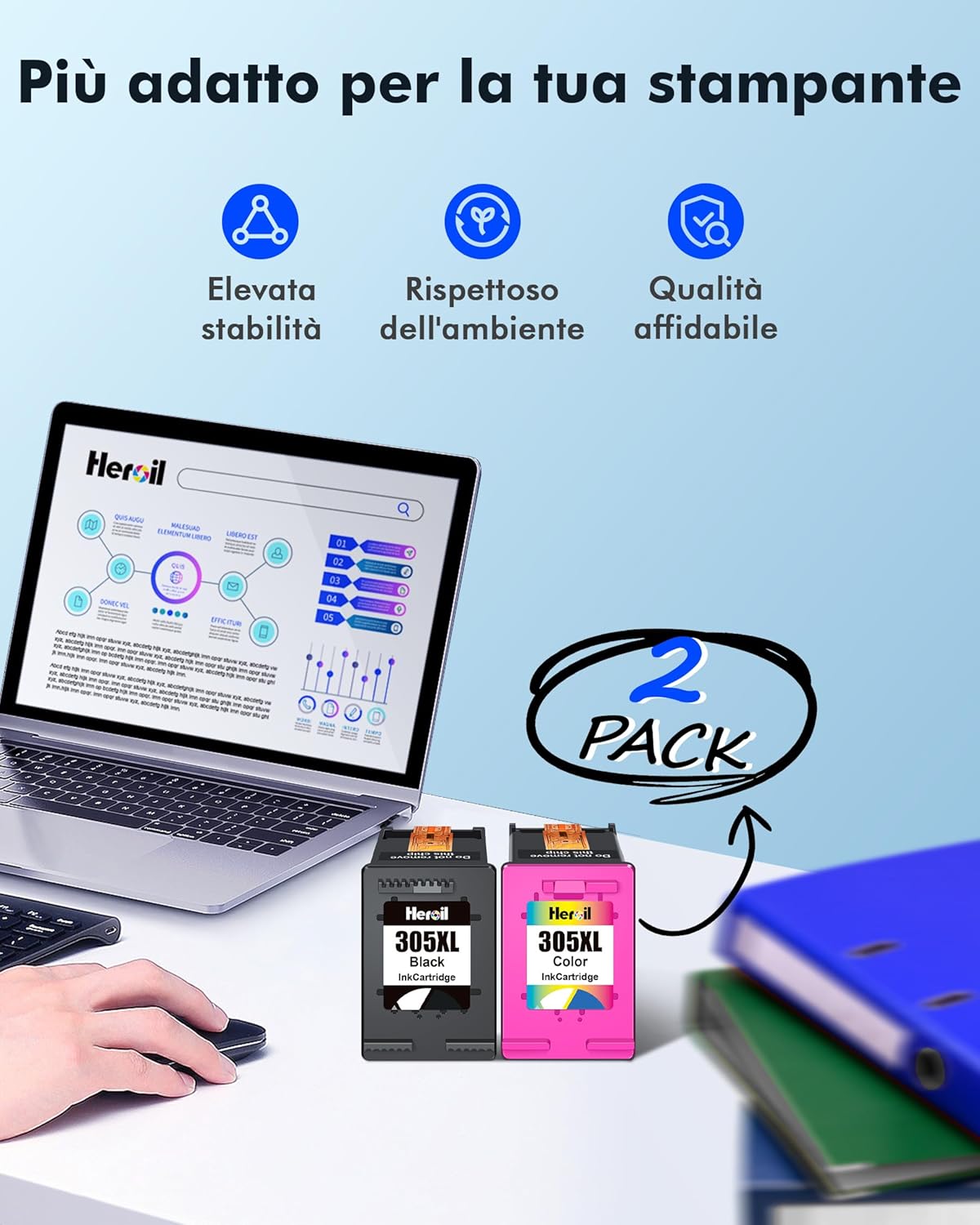 Cartucce d'inchiostro 305XL Nero e Colore (2-Pack) - immagine 2