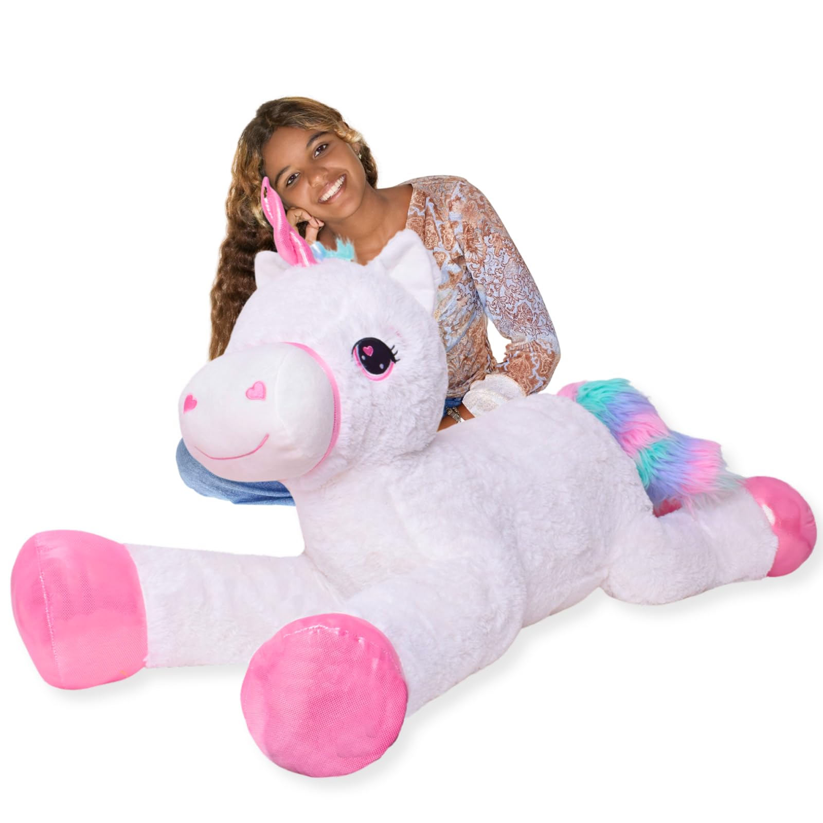 TE-Trend Unicorno di Peluche XXL 120 cm, Bianco