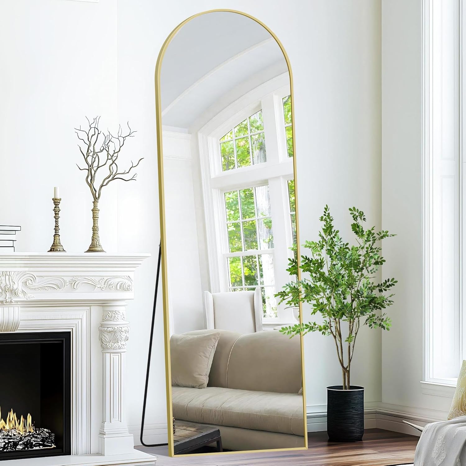 Weare Home Specchio da Terra ad Arco 161x52cm, Oro