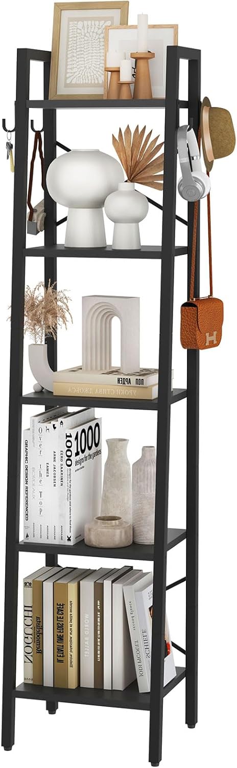 Ymyny Scaffale a Scala 160CM con 4 Ganci, Nero - immagine 3