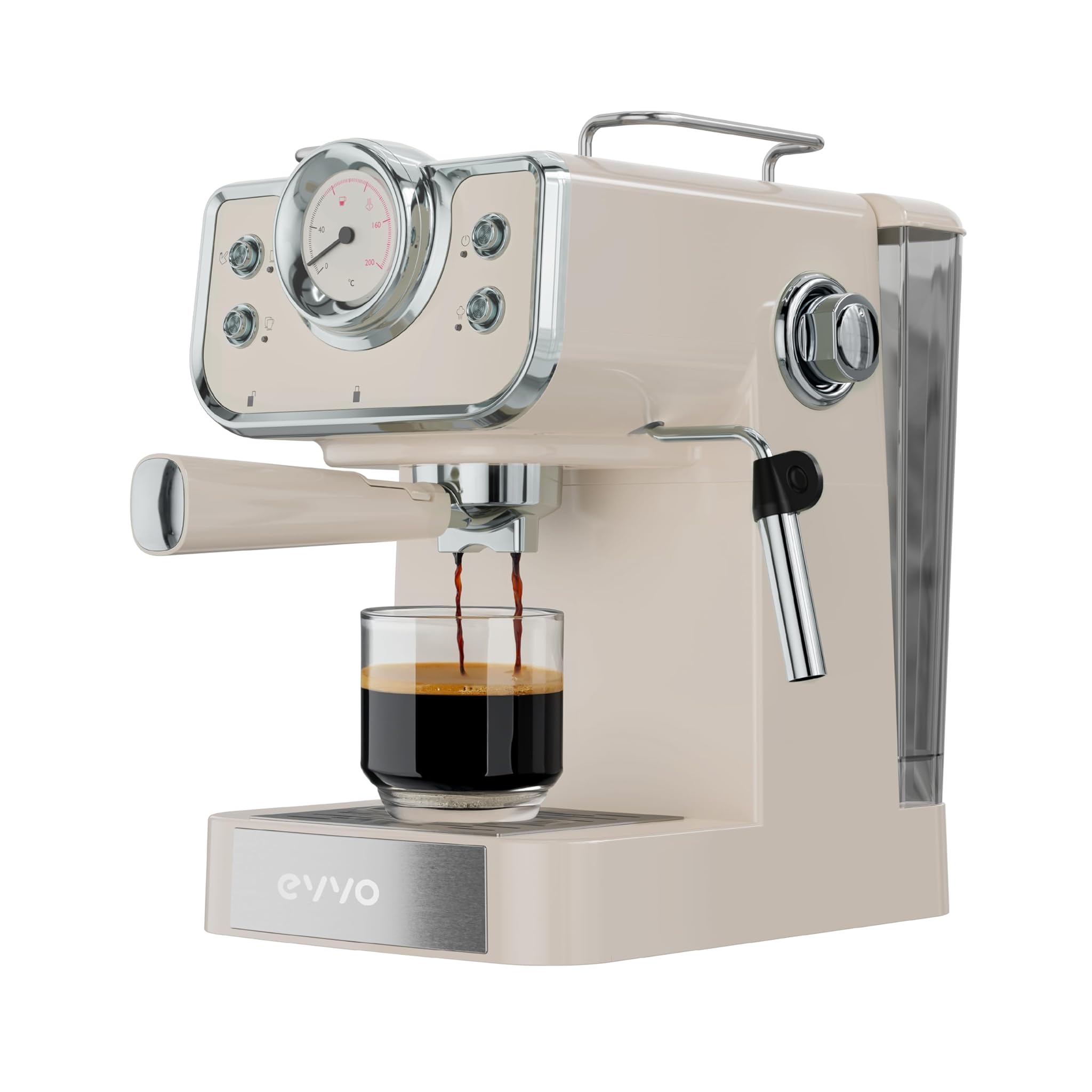 EVVO Intensa Retro Beige Macchina da caffè Espresso, Acciaio Inossidabile 18/8