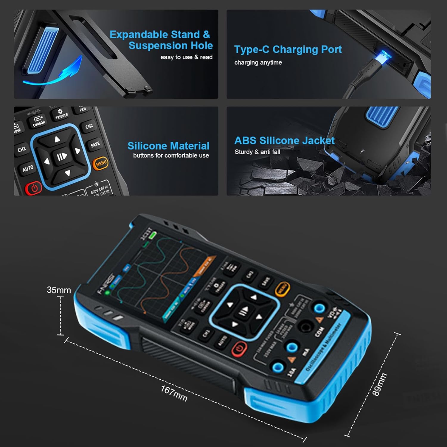 Kethvoz Oscilloscopio Digitale 3 in 1 Multimetro 2C23T - immagine 6