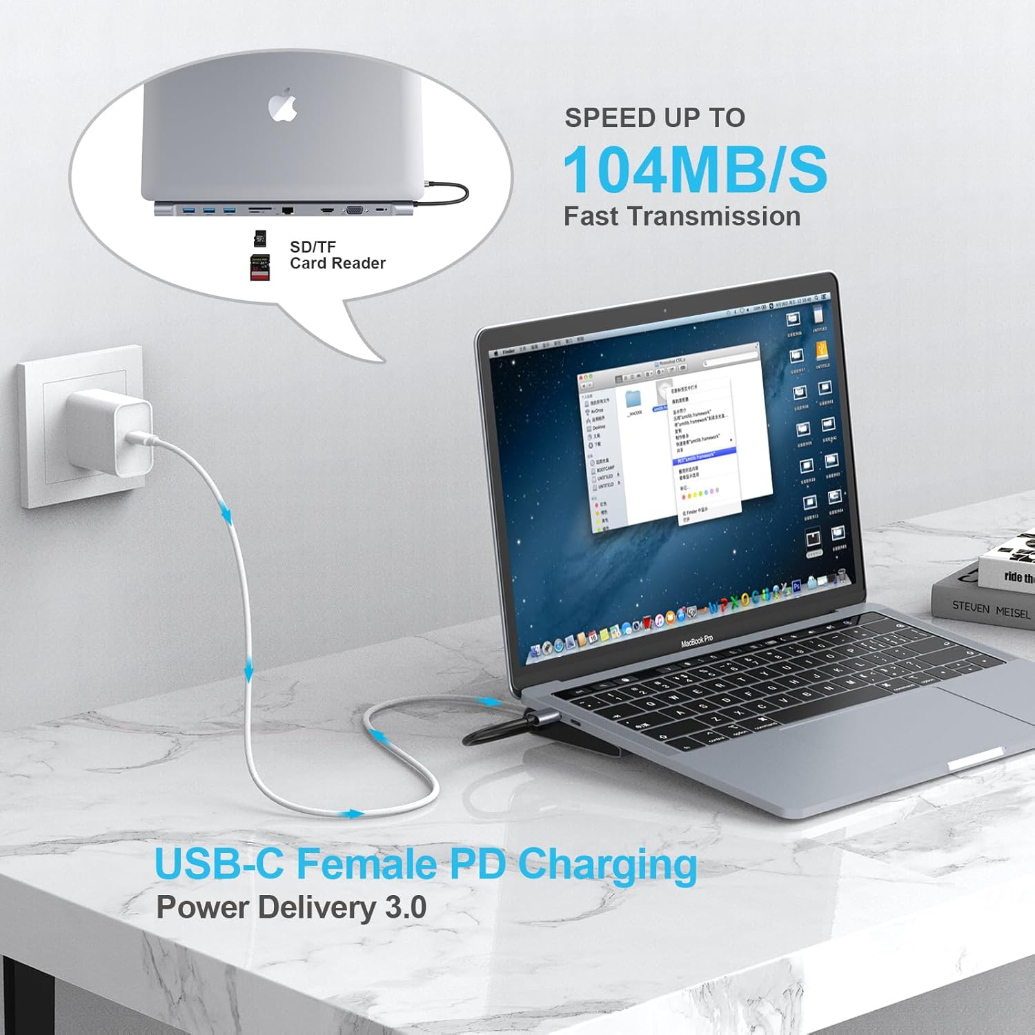 Adattatore Docking Station USB-C 10 in 1 Triplo Display - immagine 7