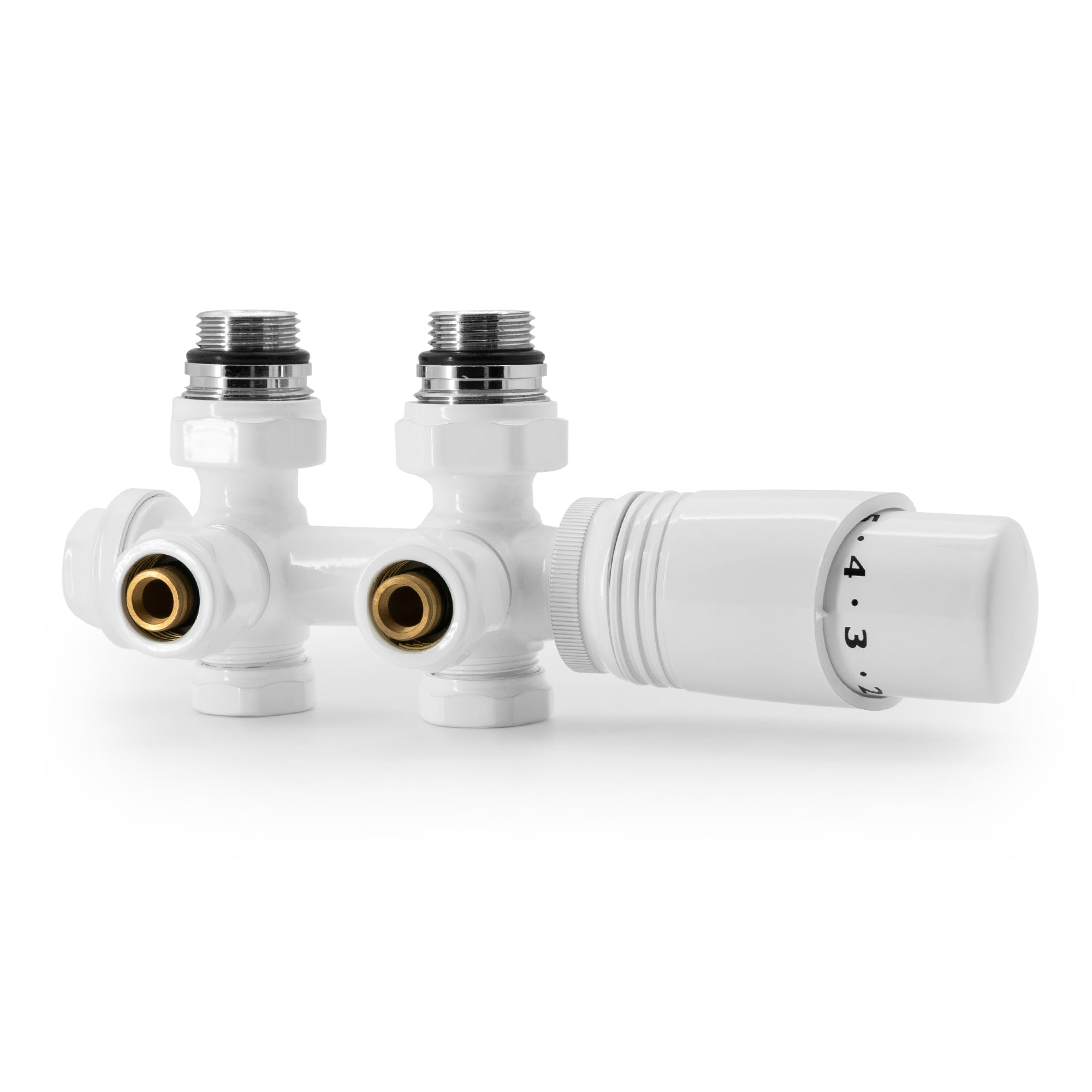 VANCOCO Valvola Radiatore Angolare con Blocco H, Bianco