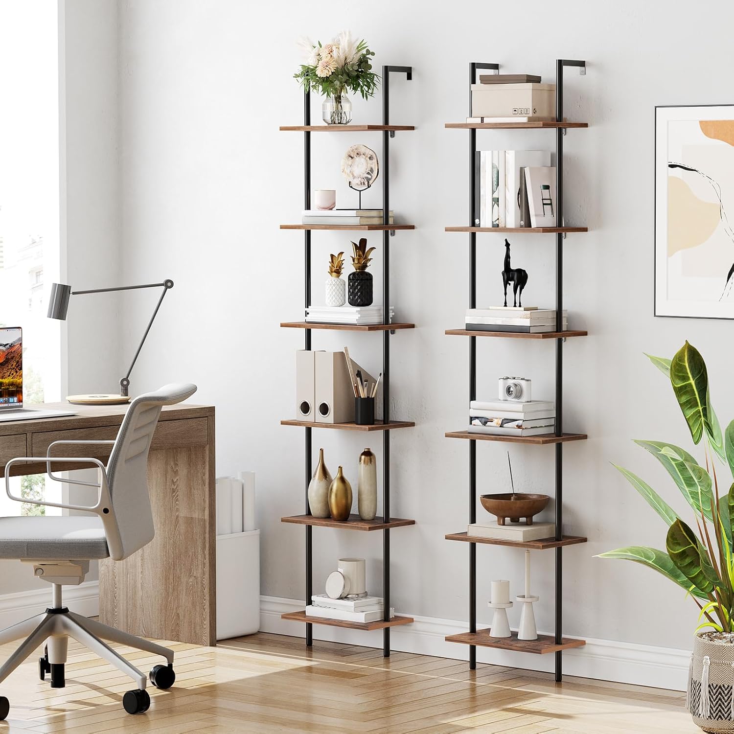 Hoobro Scaffale a Scala 6 Ripiani, Marrone Vintage - immagine 7