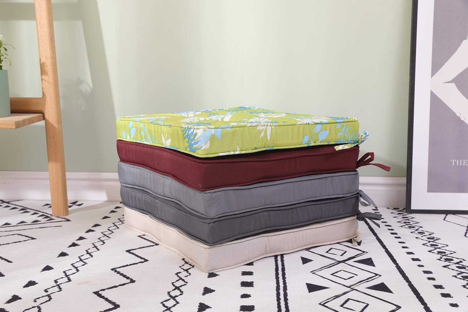 Race Leaf Cuscini per sedie da giardino, quadrati, verdi - immagine 6