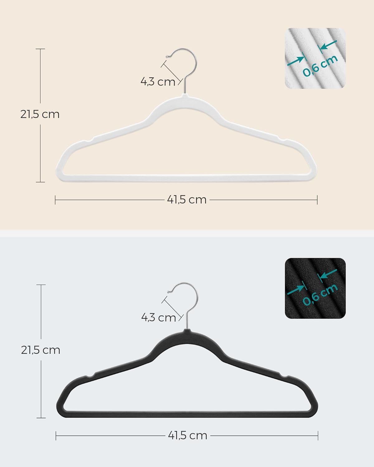 Songmics Grucce Appendiabiti Velluto 100 Pezzi - immagine 4