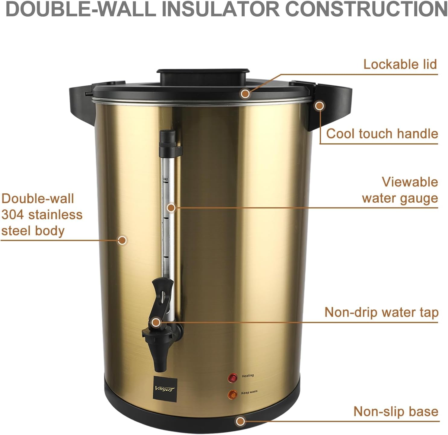 Valgus Urna da Caffè Professionale 8L Oro - immagine 5