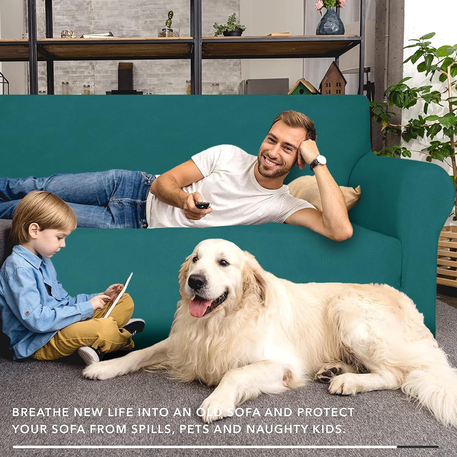 Ystyle Copridivano 4 Posti Elasticizzato, Turchese - immagine 3