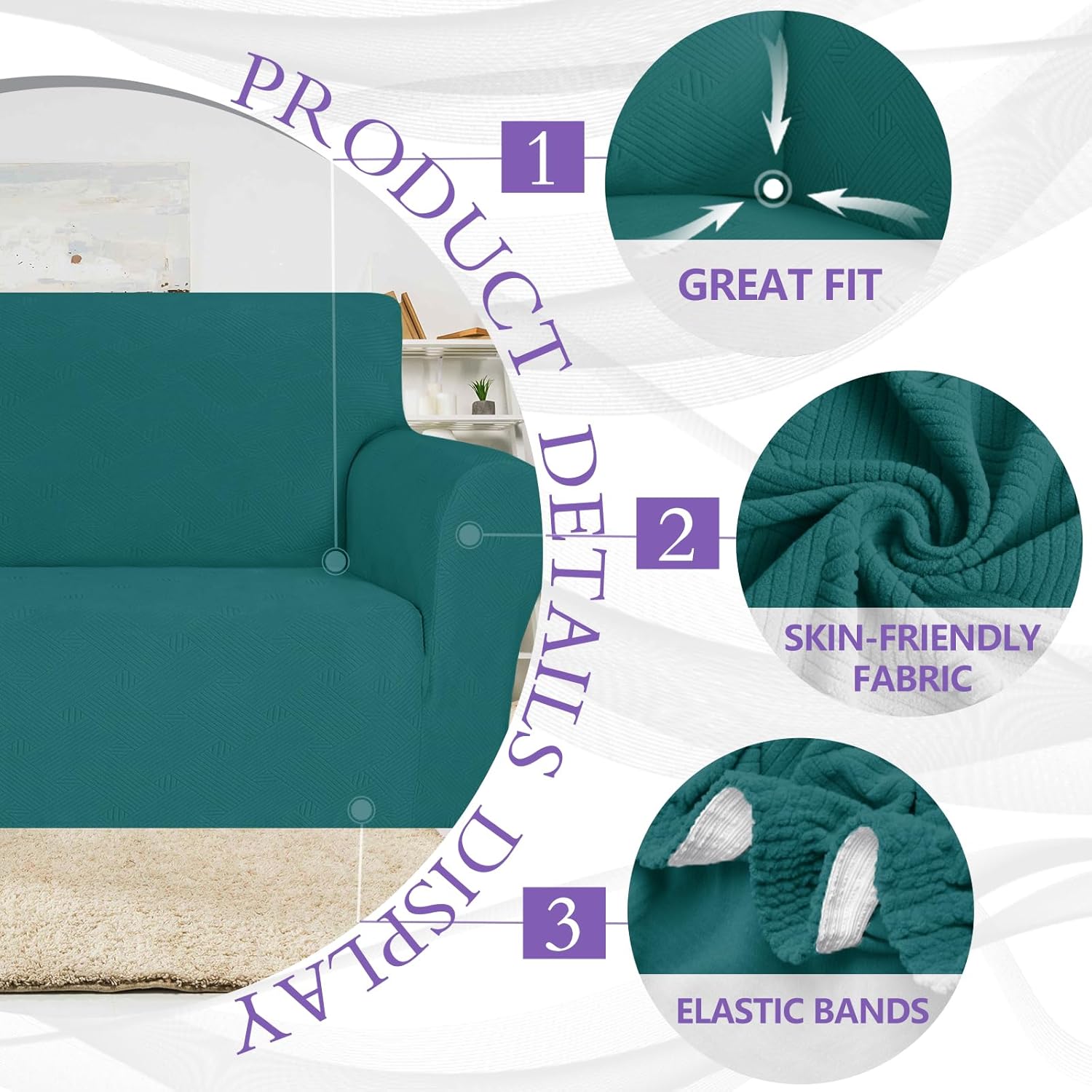 Ystyle Copridivano 4 Posti Elasticizzato, Turchese - immagine 6