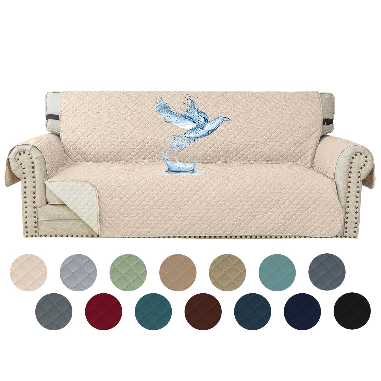 Copridivano Impermeabile 3 Posti Trapuntato, Beige