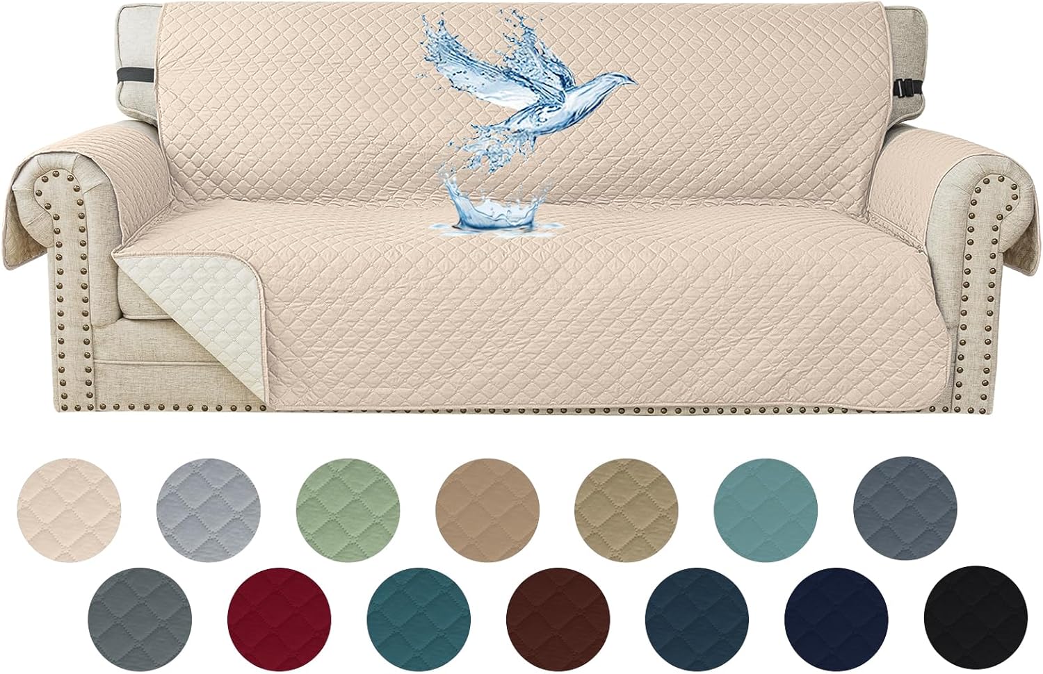 Copridivano Impermeabile 3 Posti Trapuntato, Beige - immagine 1