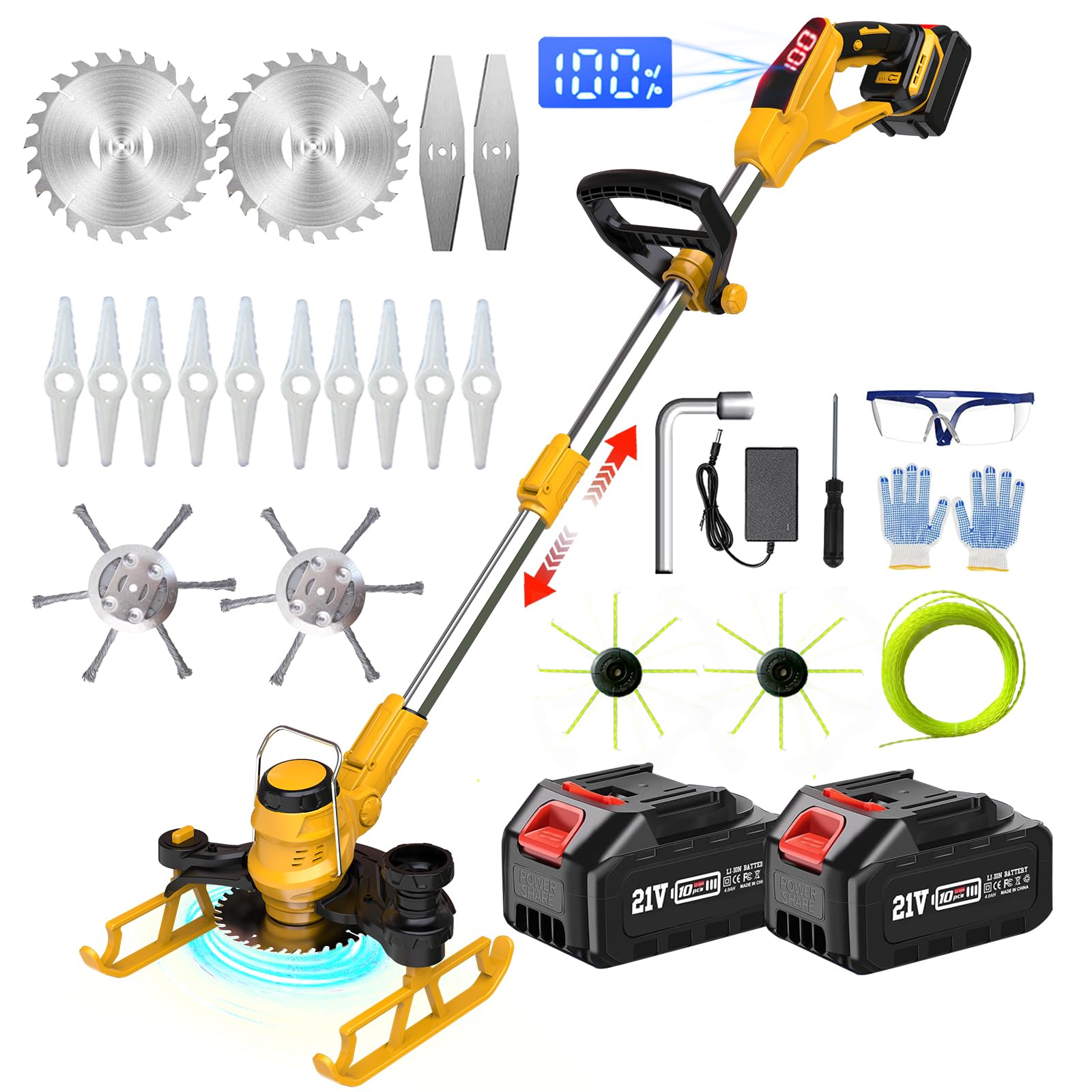 Decespugliatore a Batteria 21V 5 in 1, Yellow