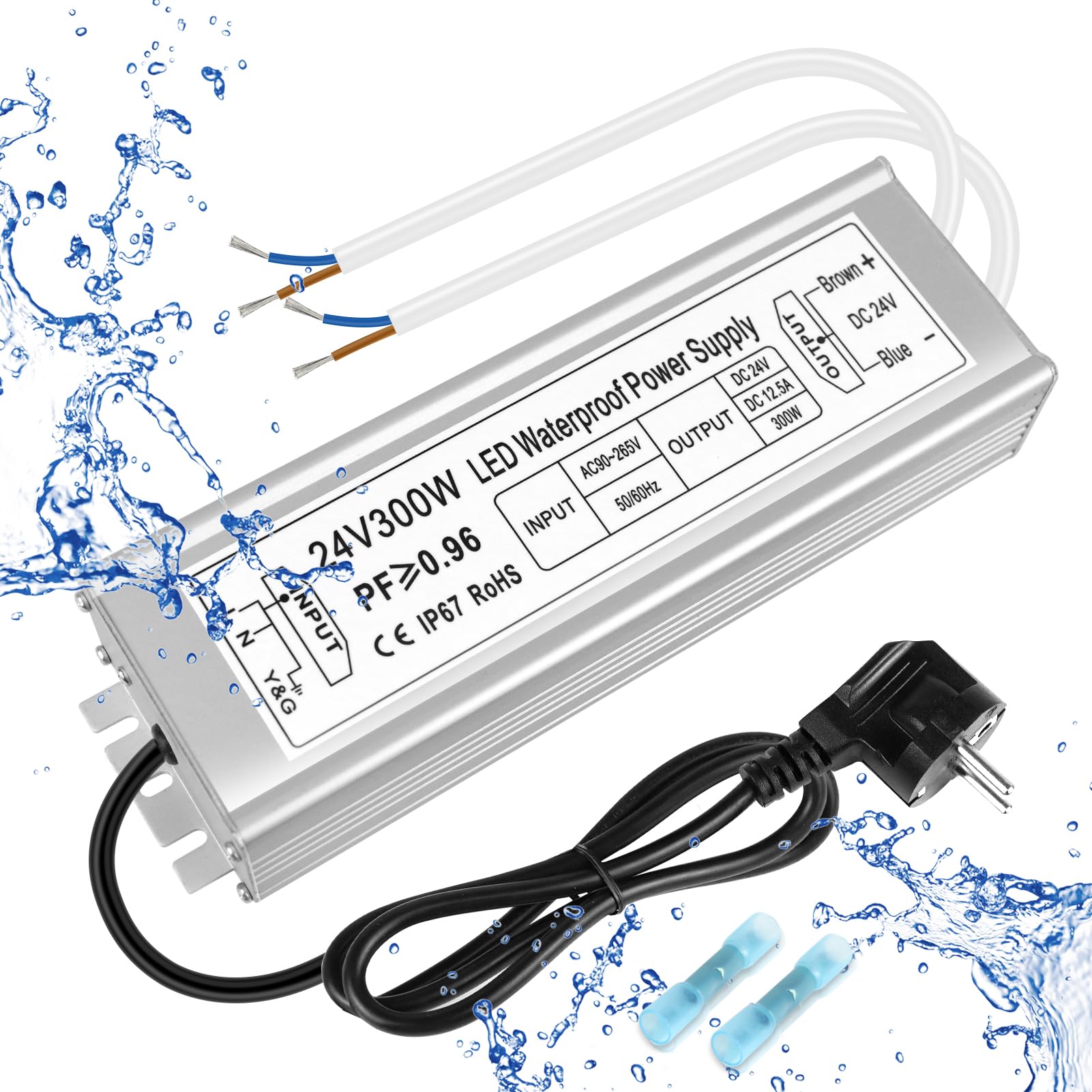 Inshareplus Trasformatore LED 24V 12.5A 300W IP67