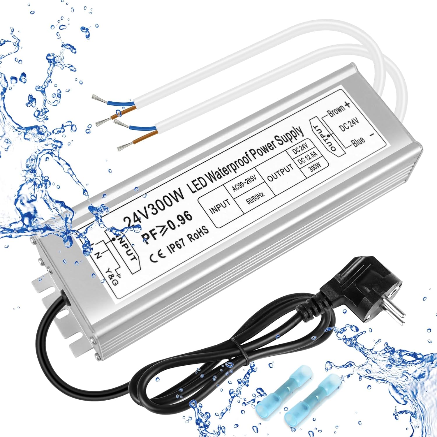 Inshareplus Trasformatore LED 24V 12.5A 300W IP67 - immagine 1