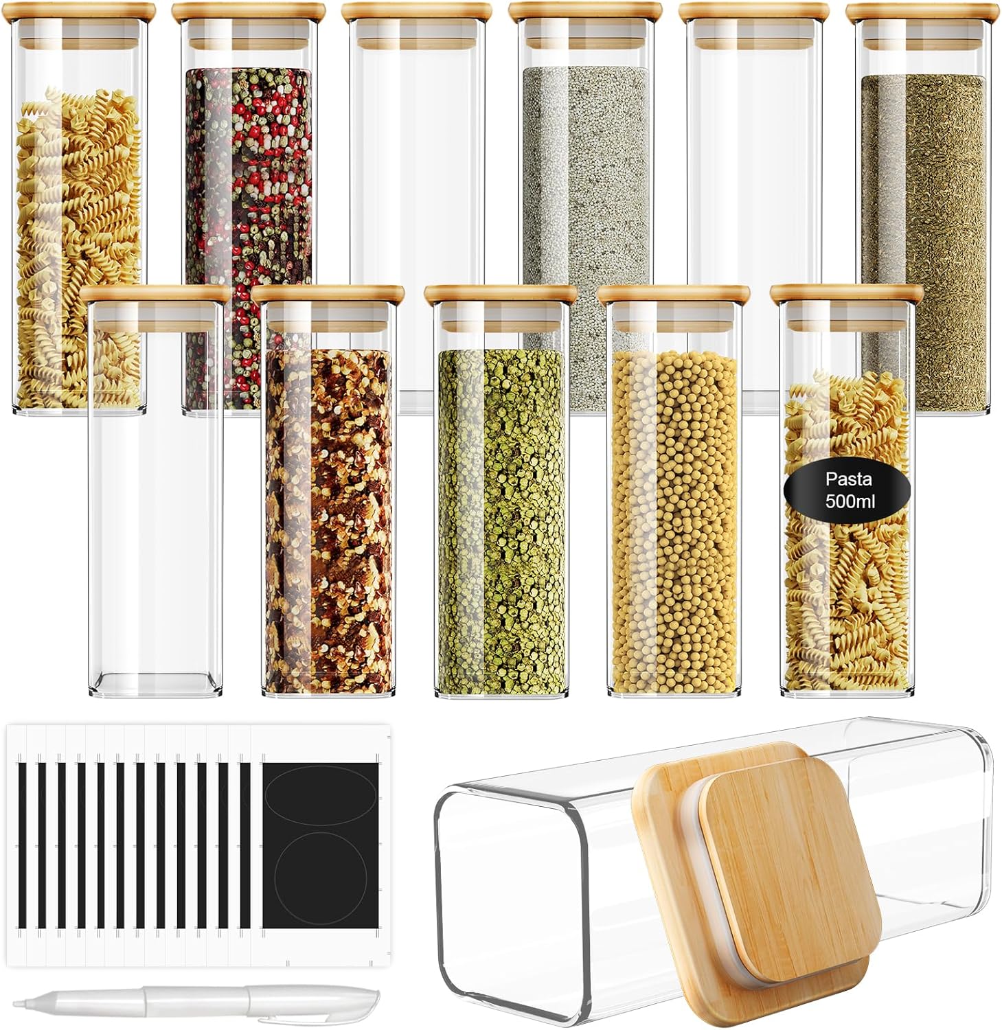 Finew Set 12 Barattoli Spezie Rettangolari 500ml - immagine 1