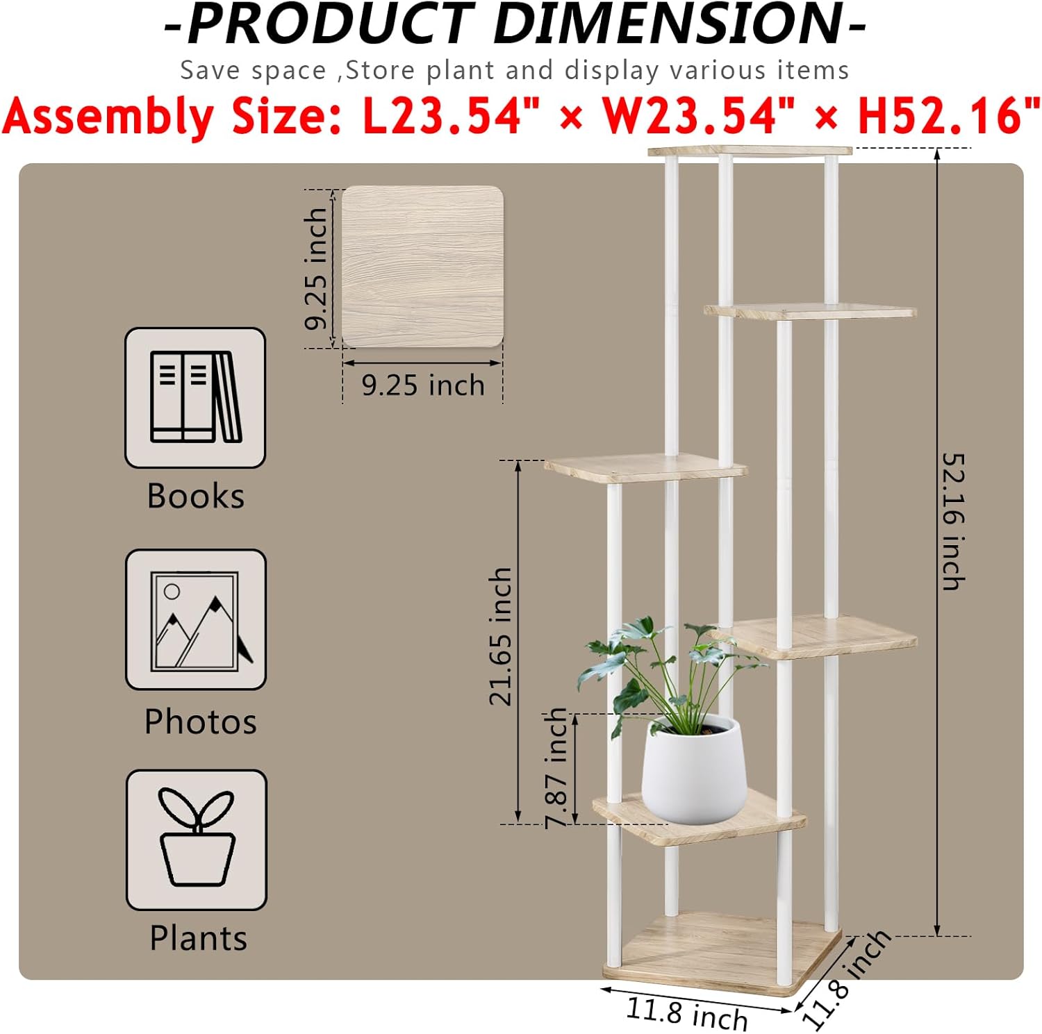 Azerpian Supporto per piante a 6 ripiani, Bianco - immagine 4