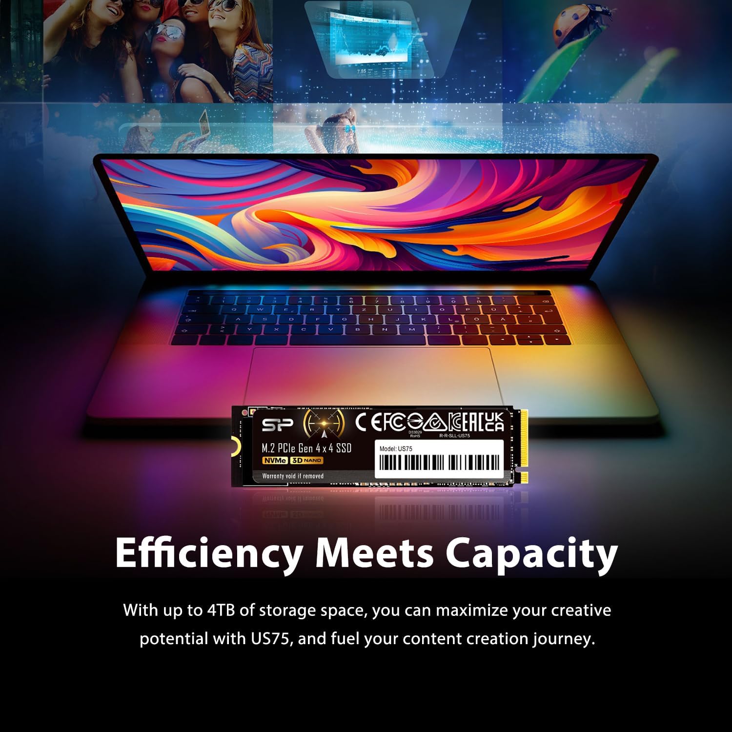 Silicon Power 1TB US75 NVMe 4.0 Gen4 PCIe M.2 SSD - immagine 4