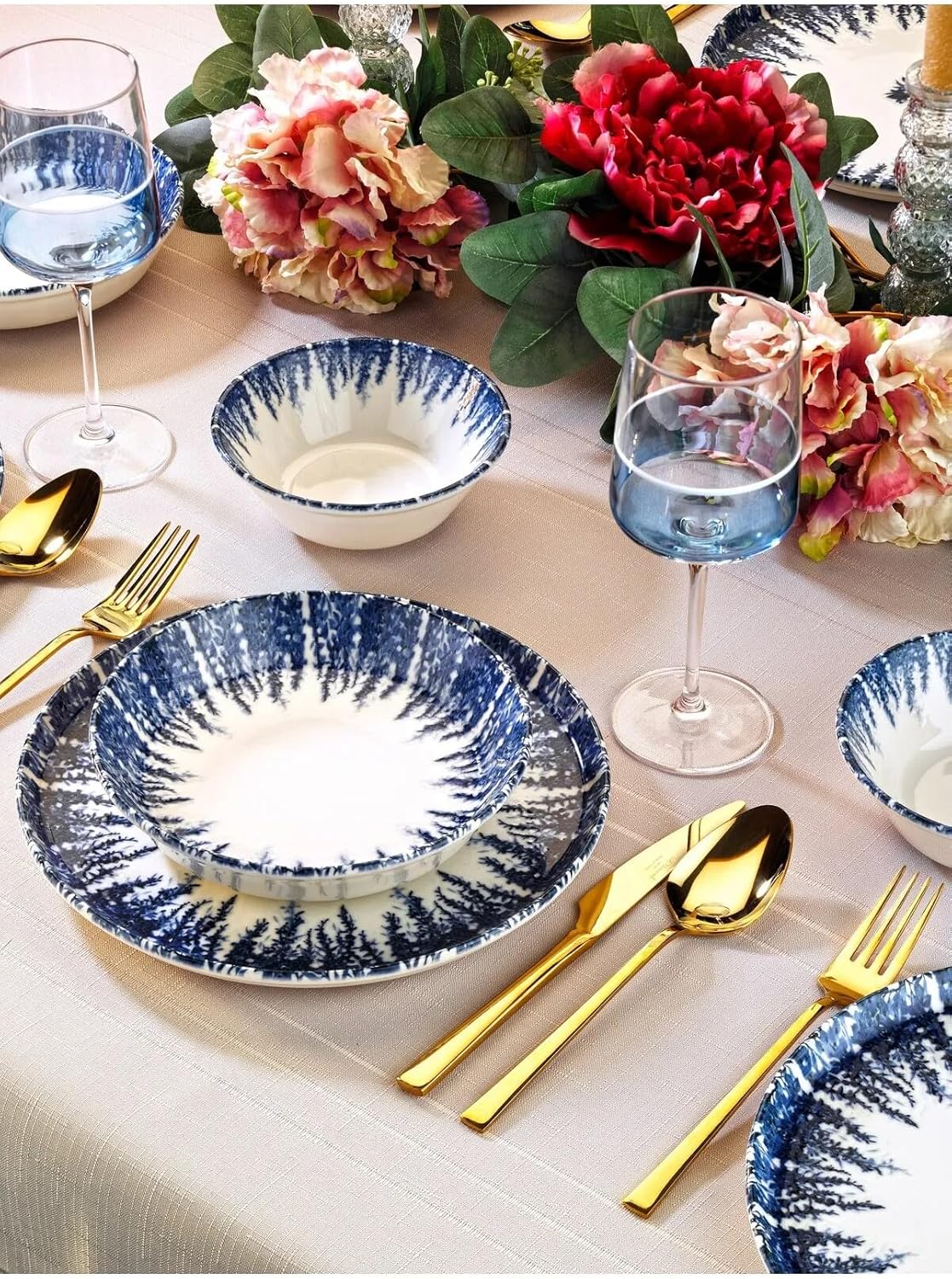 Set 18 pezzi 100% porcelain, blu e bianco