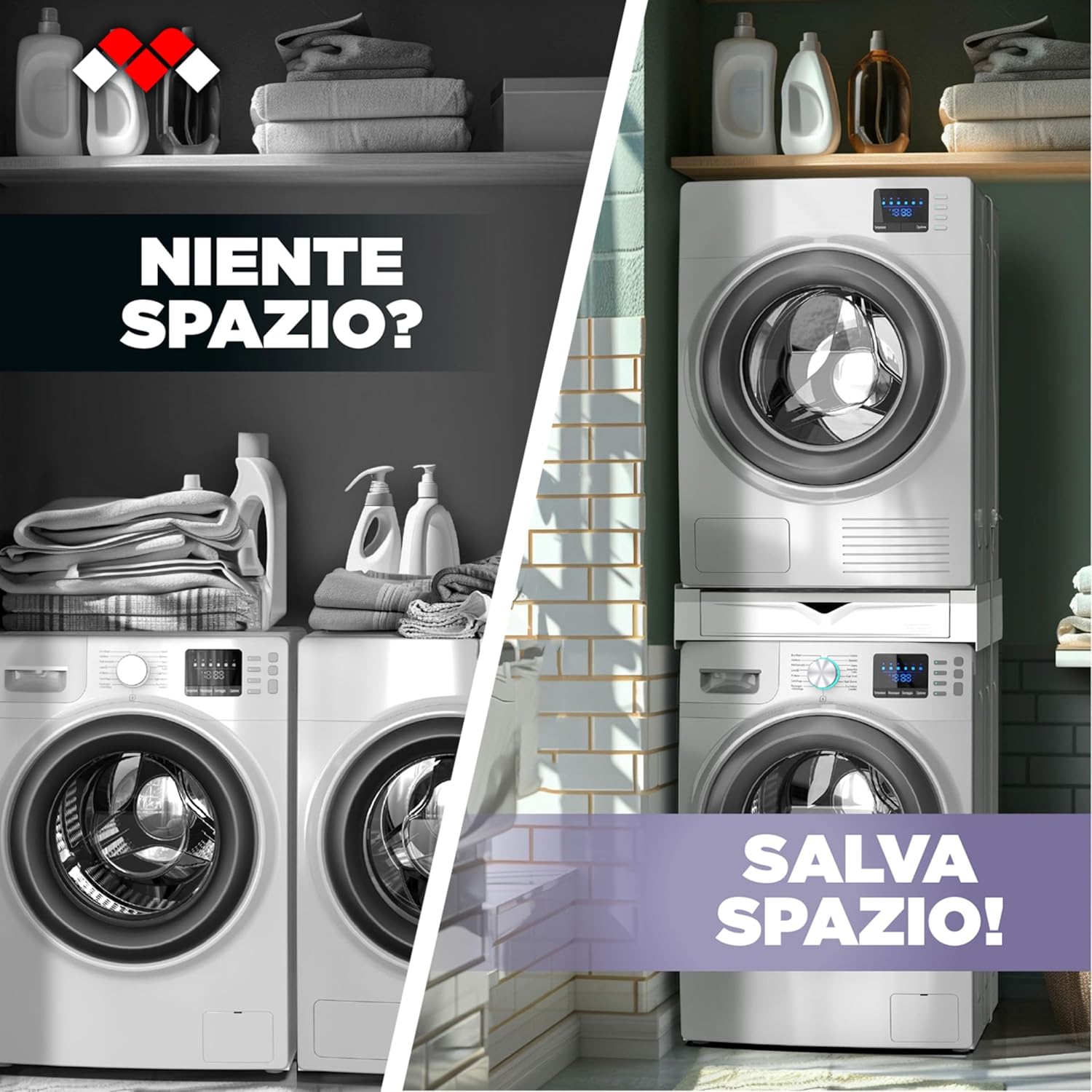 Meliconi Torre Duo - Kit Sovrapposizione Lavatrice Asciugatrice - immagine 10