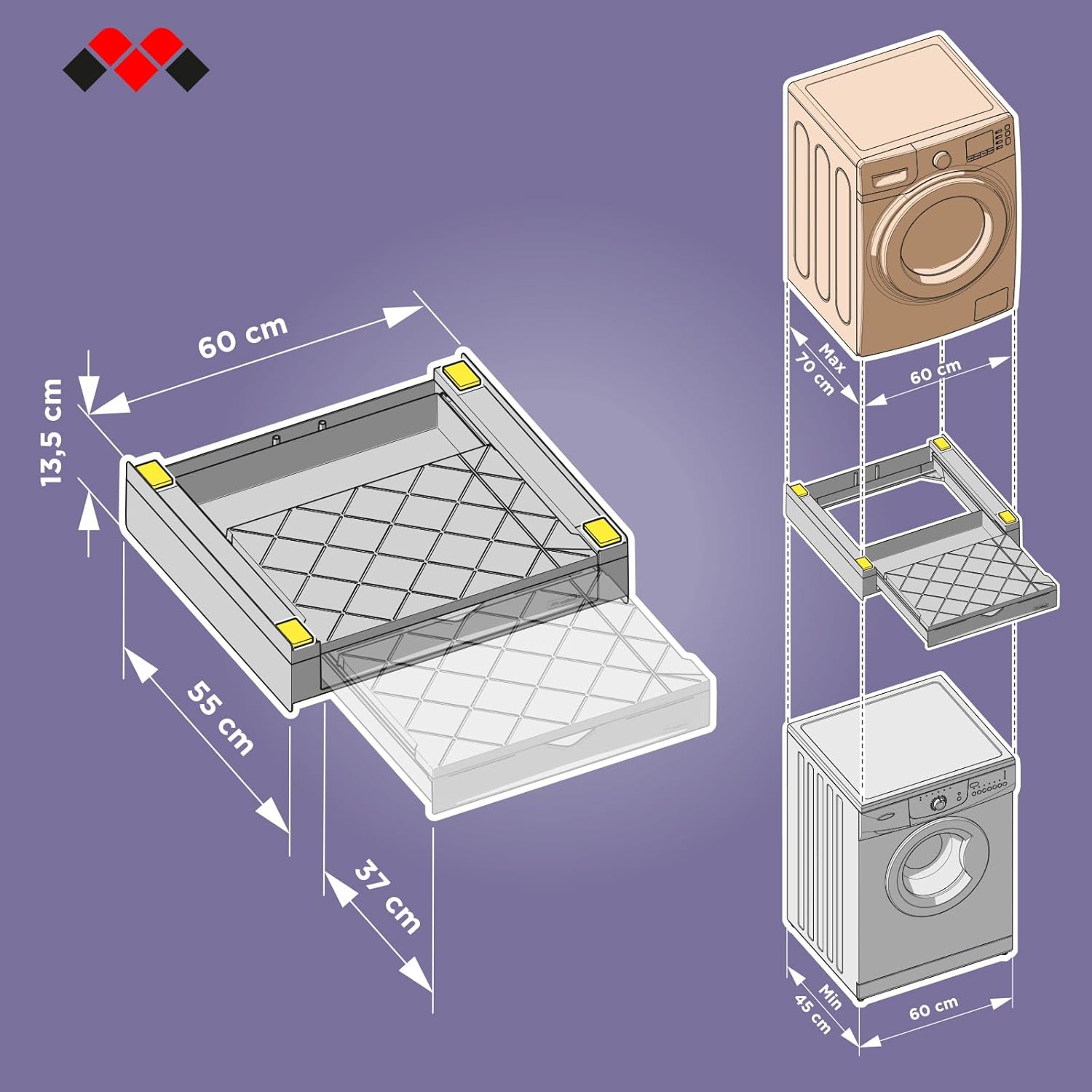 Meliconi Torre Duo - Kit Sovrapposizione Lavatrice Asciugatrice - immagine 2
