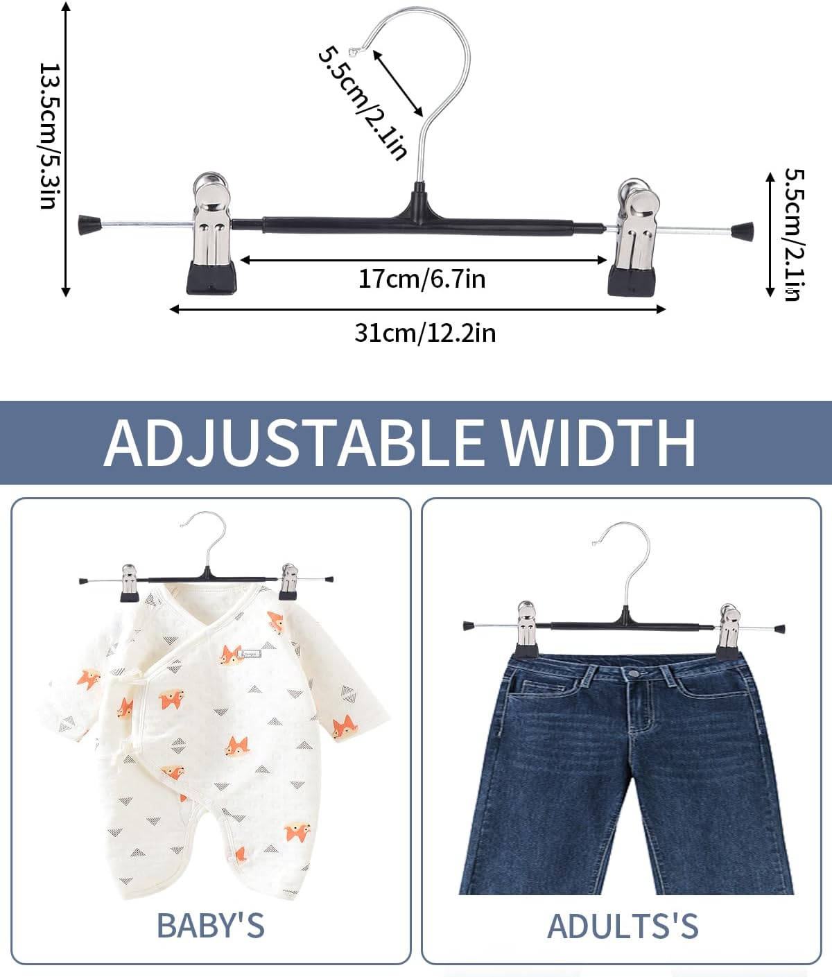 10 Pezzi Grucce Pantaloni Antiscivolo 30cm - immagine 3