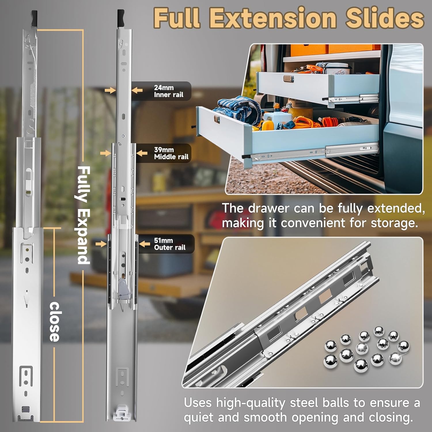 Aolisheng Guide per Cassetti Pesanti Estrazione Totale - immagine 3