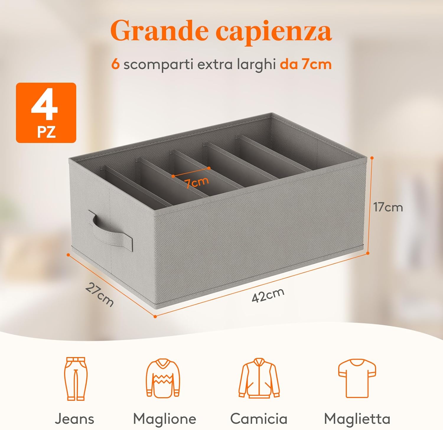 Lifewit Organizer Armadio 4 Pezzi con 6 Scomparti, Grigio - immagine 2
