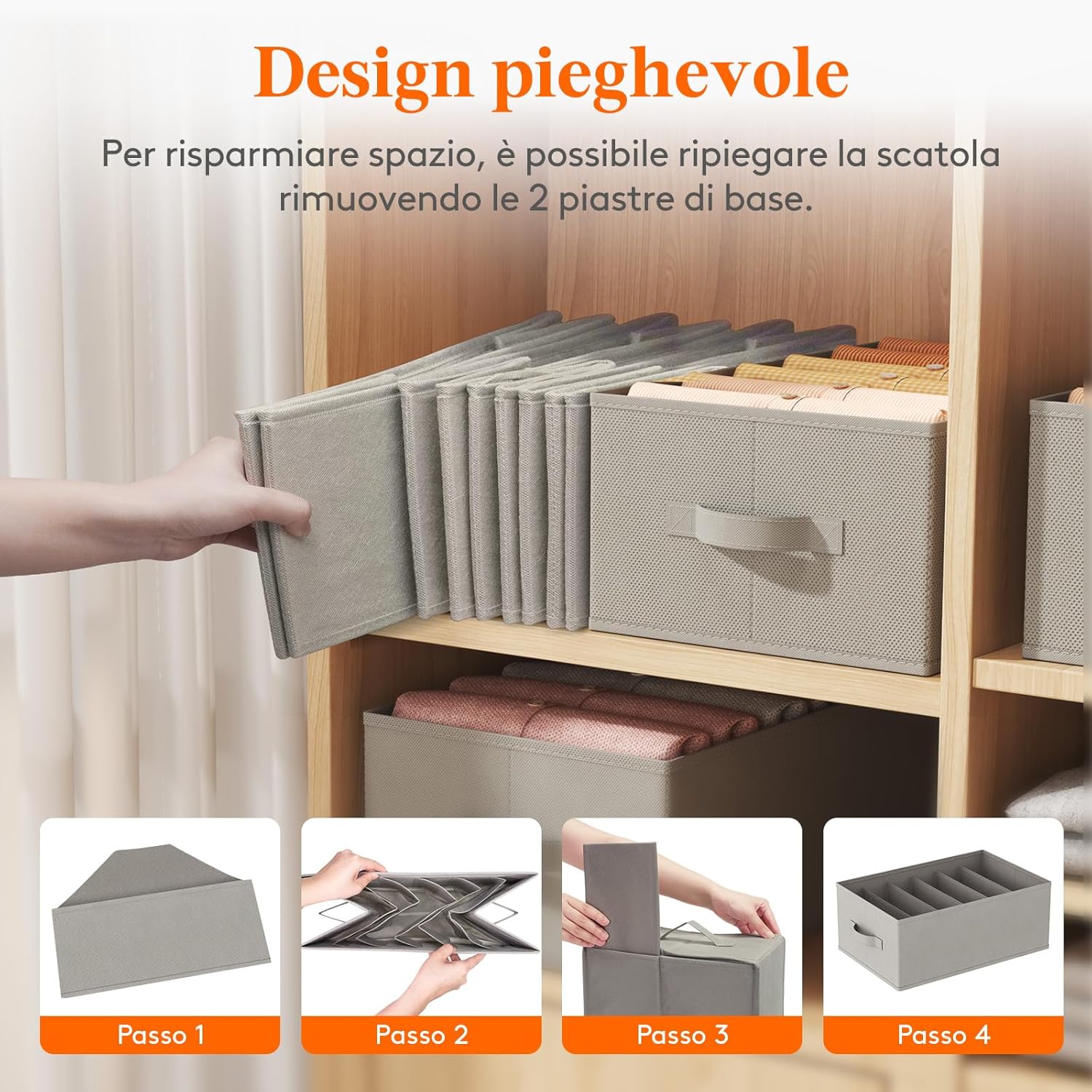 Lifewit Organizer Armadio 4 Pezzi con 6 Scomparti, Grigio - immagine 6