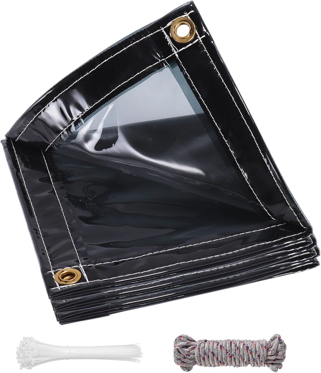 Telone Trasparente Grigio con Occhielli 4x6m, 400 g/m²