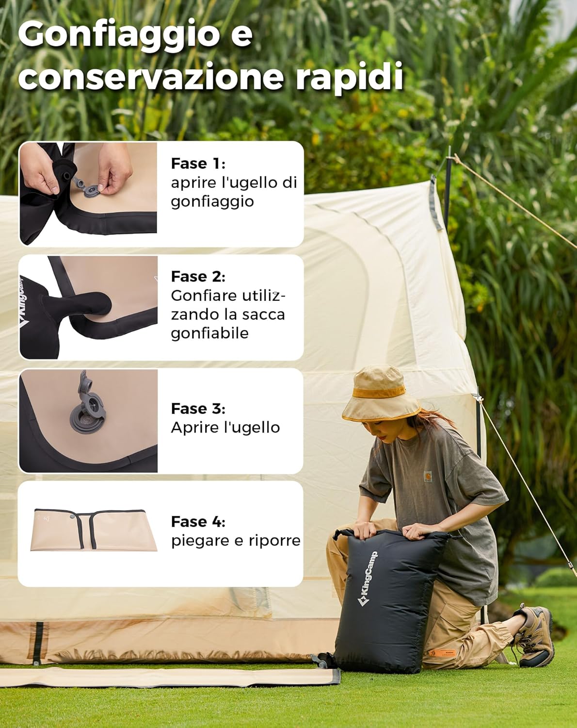 Kingcamp Materassino da Campeggio Gonfiabile 110cm - immagine 8