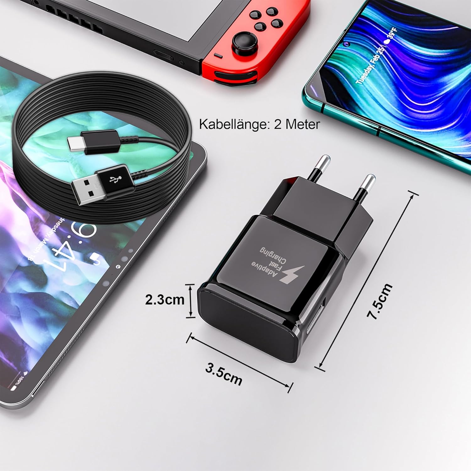 Caricabatterie Rapido per Samsung con Cavo Tipo C 2M - immagine 5