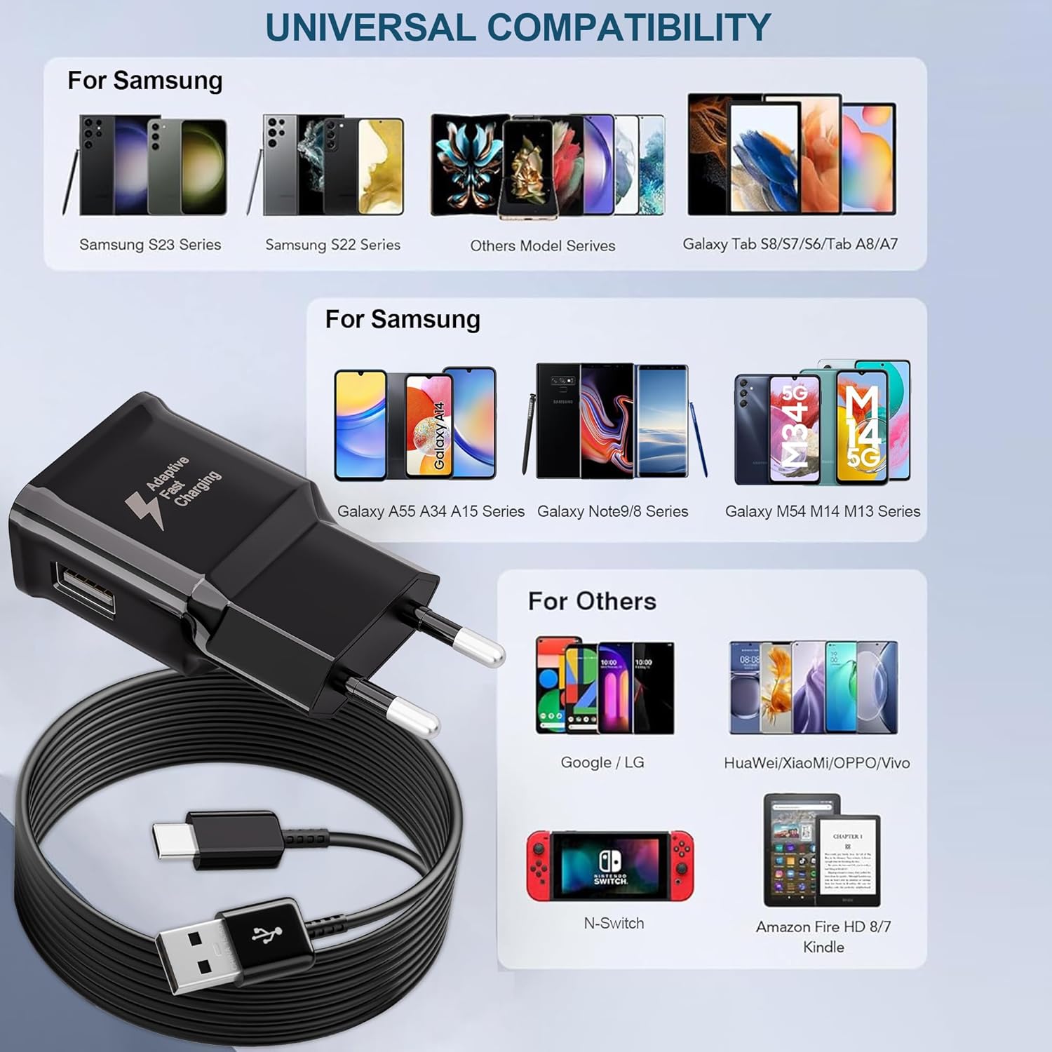 Caricabatterie Rapido per Samsung con Cavo Tipo C 2M - immagine 6