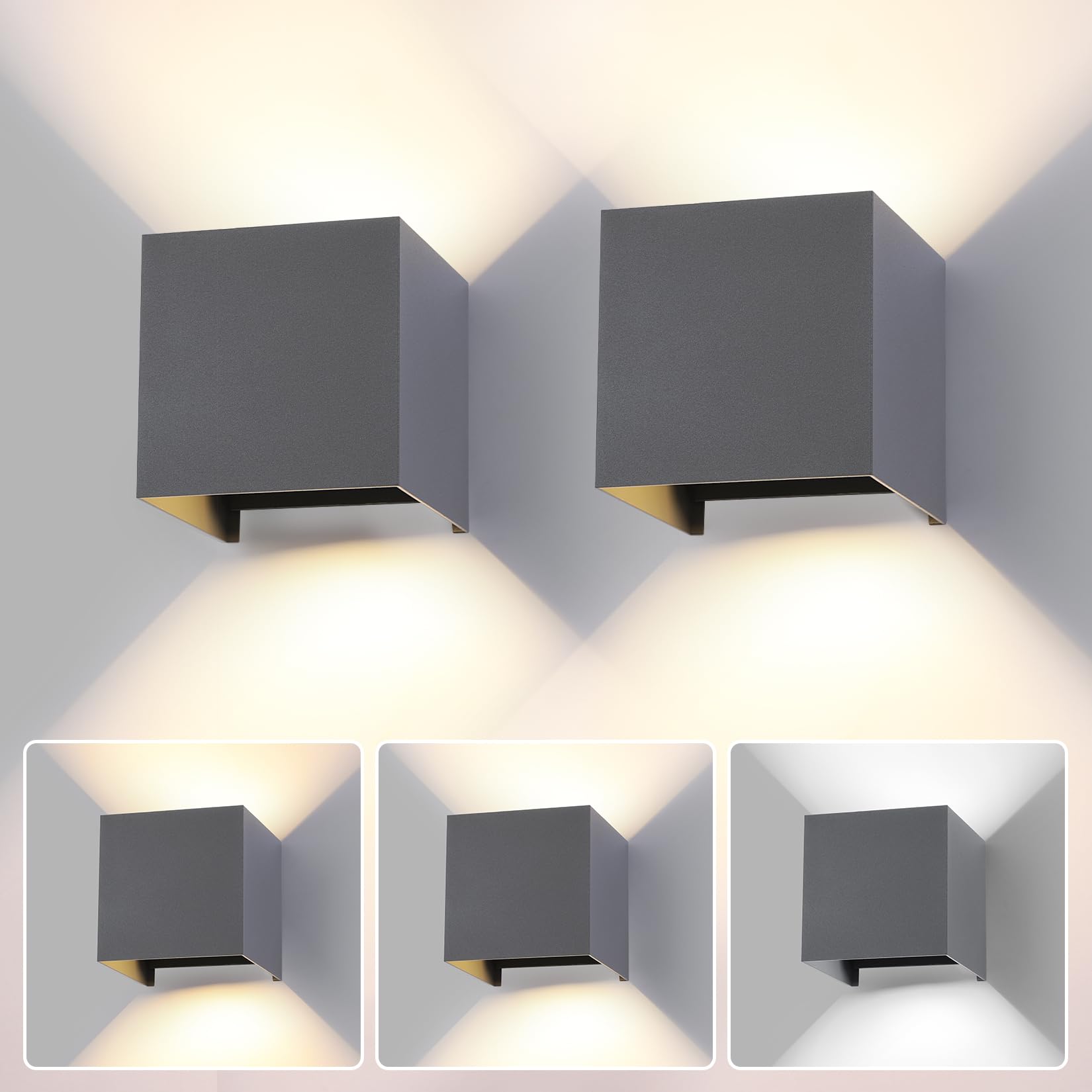 Lampada da Parete LED Esterno/Interno 15W 3 Colori, Grigio