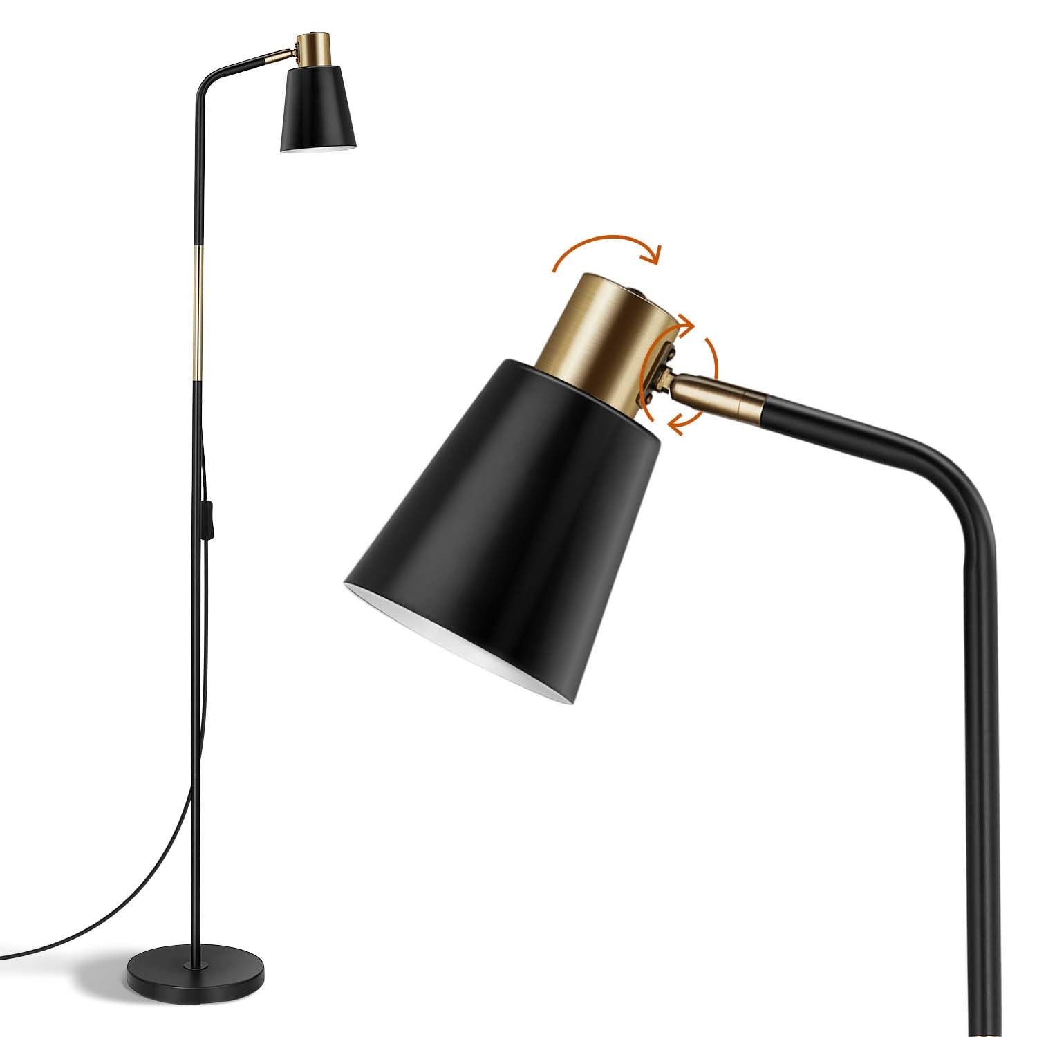 OUSFOT Lampada da Terra Vintage E27 146cm, Nera
